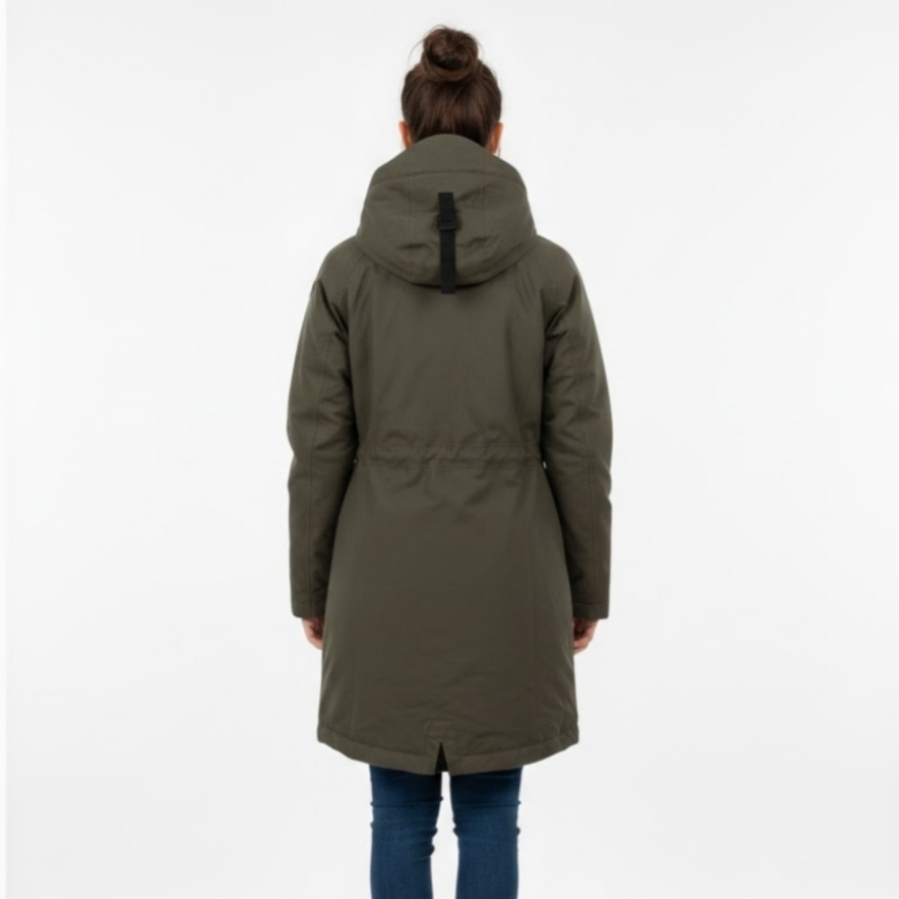 THE NORTH FACE Women's XS Down Fill Parka Waterproof Hooded Army Green - Picture 3 of 16